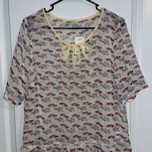 NWT Sheer blouse by NEXT. Made in India.  Size 14.  Vintage car print.